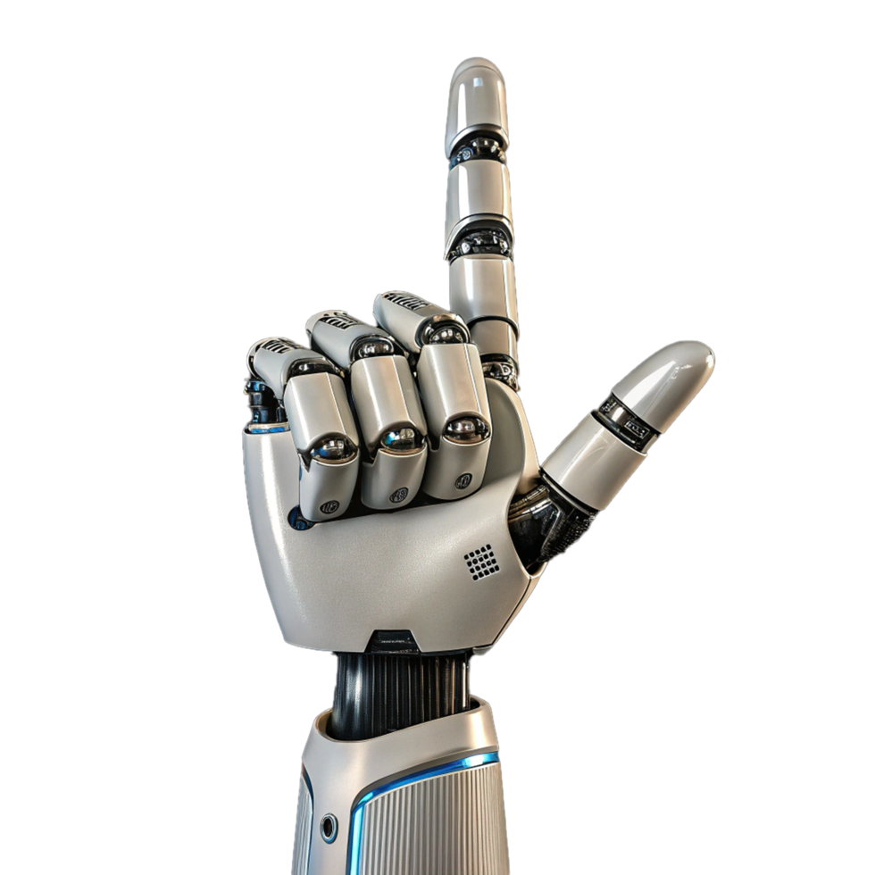 Robotic Hand Pointing Futuristic Technology Advanced Mechanics Artificial Intelligence Digital Innovation png