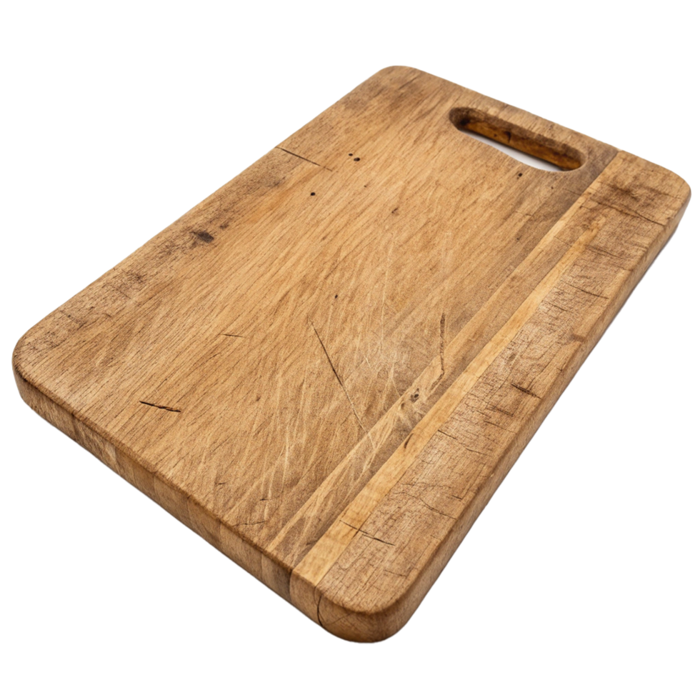 Isolated rustic wooden chopping board png