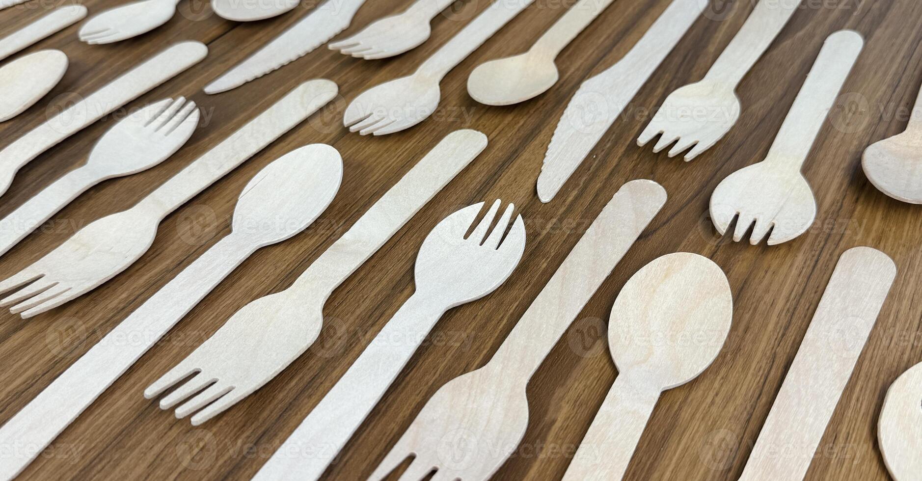 Disposable wooden utensils photo