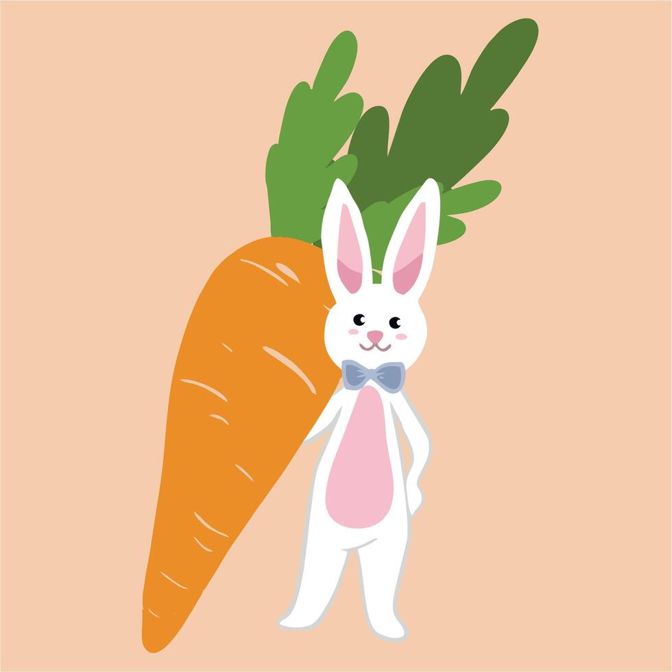 cute easter bunny holding a carrot vector