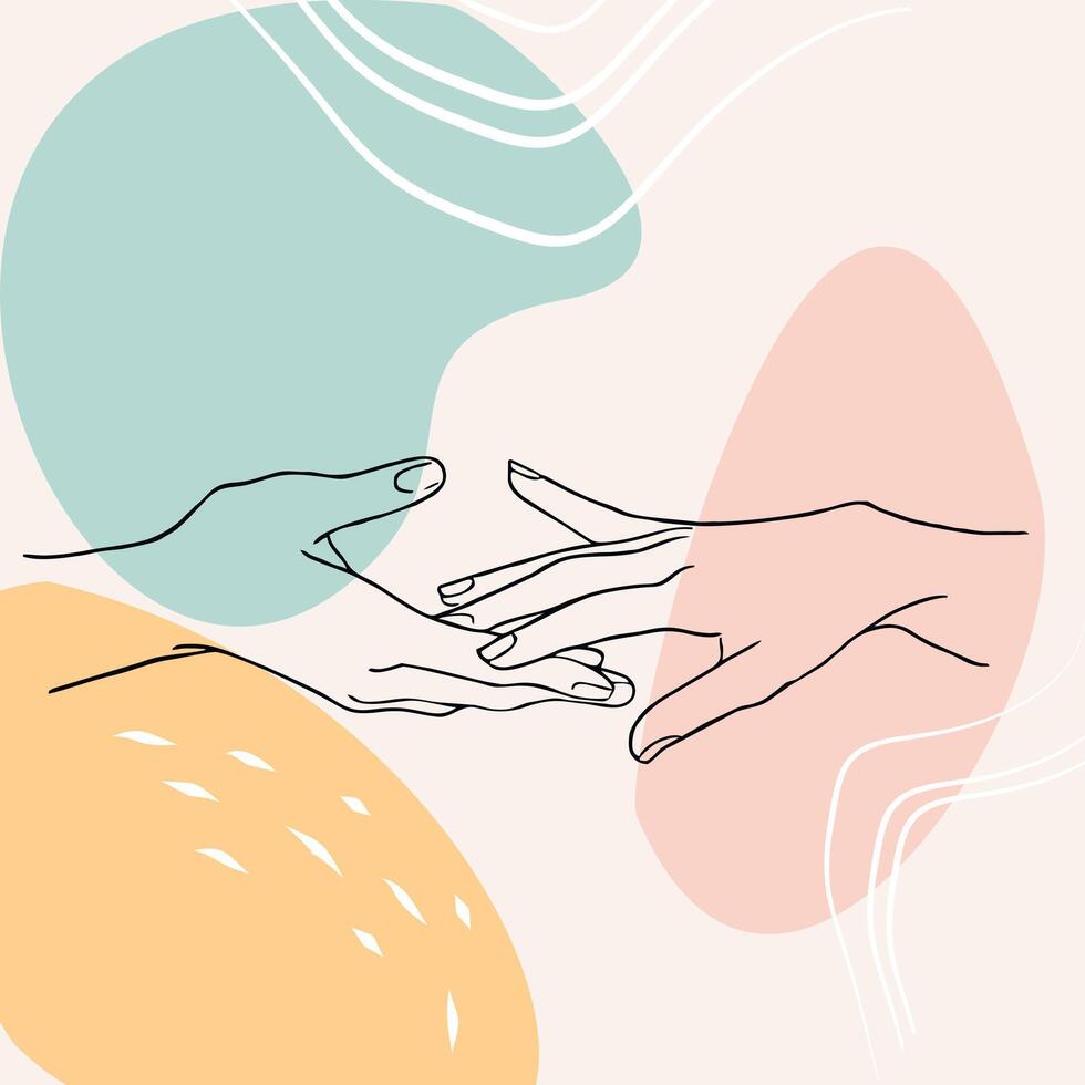 background with a silhouette of lovers holding hands vector