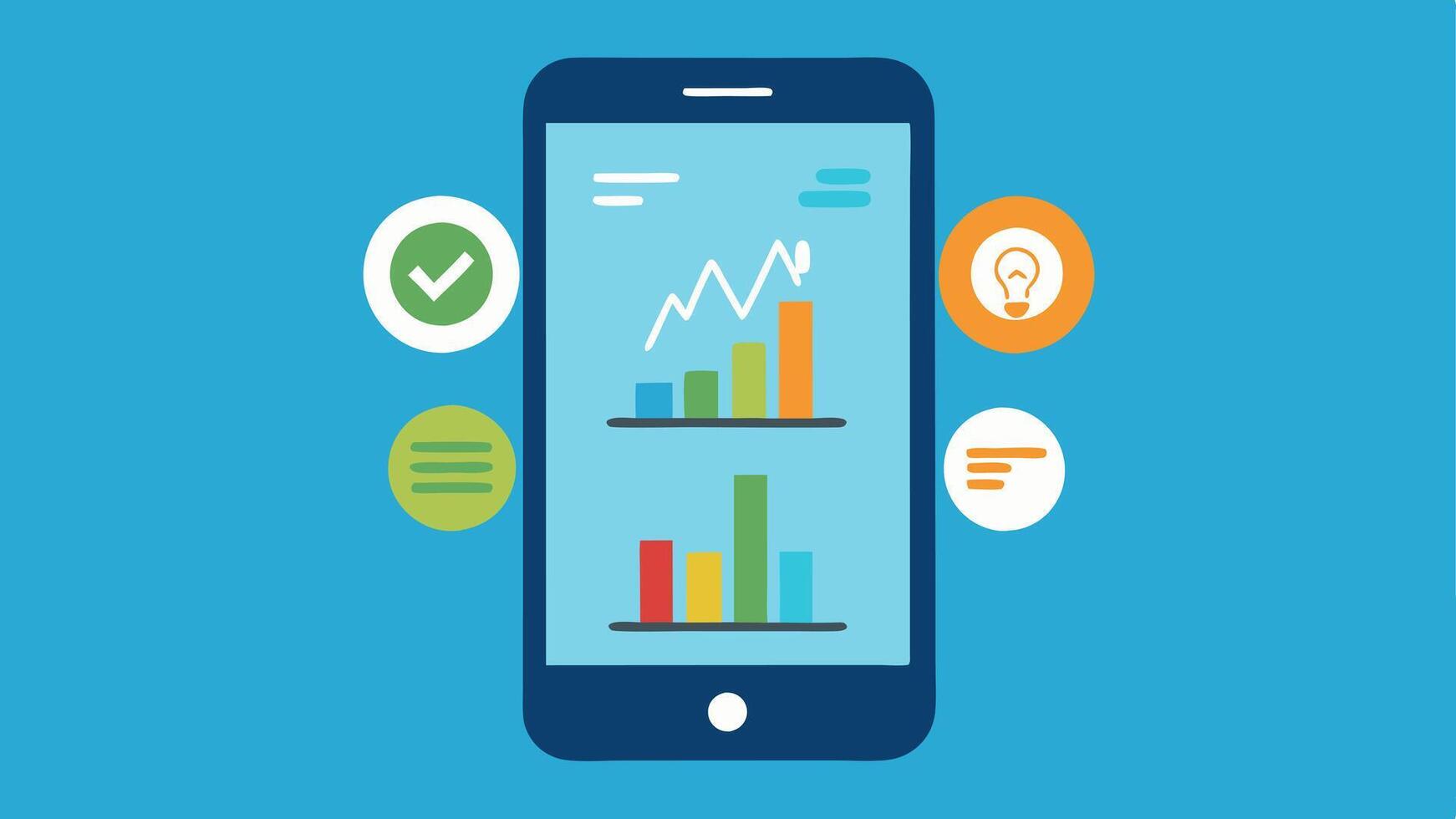 Consumer Engagement App A smartphone showing an app interface with energy consumption stats and cost savings encouraging users to manage their energy usage effectively.. vector