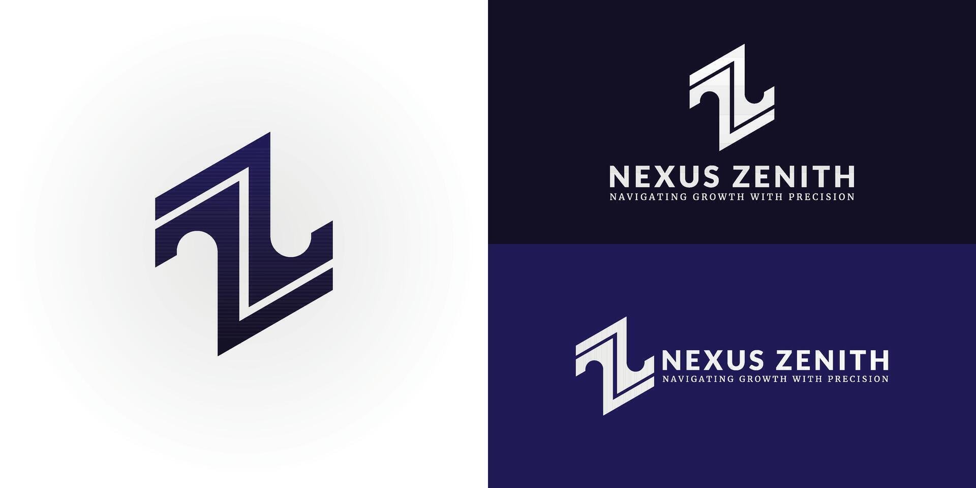 The distinctive logo features the intertwined initials NZ forming a powerful and memorable symbol for Finance and Consulting businesses. The robust geometric structure conveys strength, stability vector