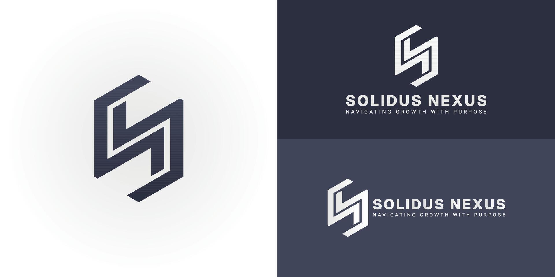 The modern and sophisticated emblem seamlessly combines the initials SN into a strong, interconnected geometric design. Specifically created for consulting and business services. vector