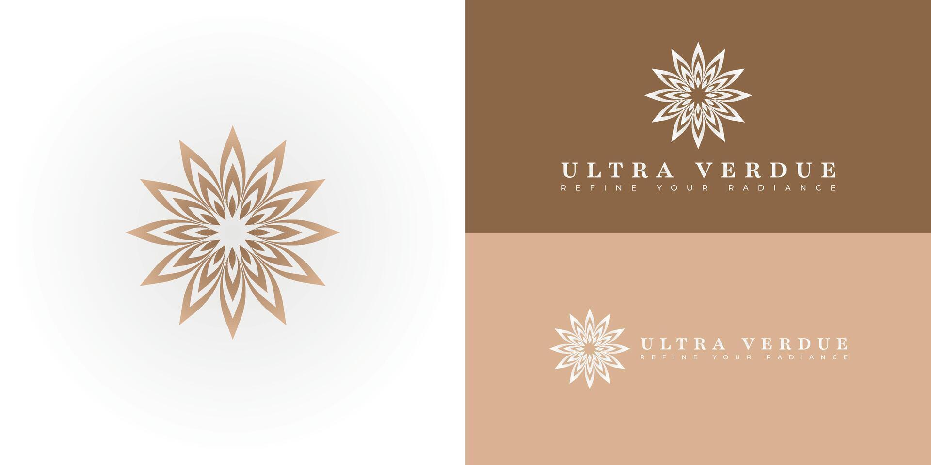 The logo features intertwined initials UV, creating an elegant floral symbol for beauty and cosmetics. Its balanced and organic design conveys a sense of natural beauty symbol. vector
