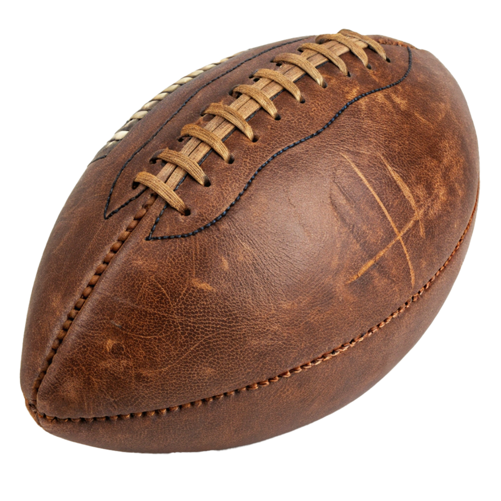 Vintage american football leather ball on transparent background png