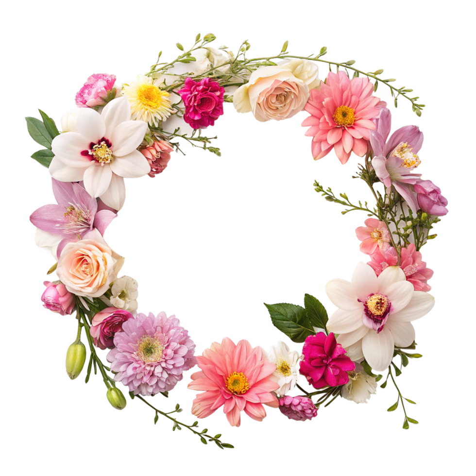 Floral wreath a delicate circle of colorful blooms isolated png