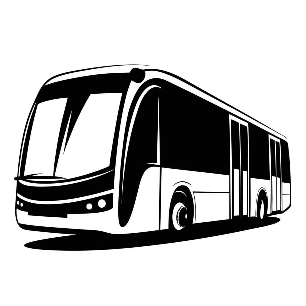 Modern Black And White City Bus Illustration For Transit And Transportation vector
