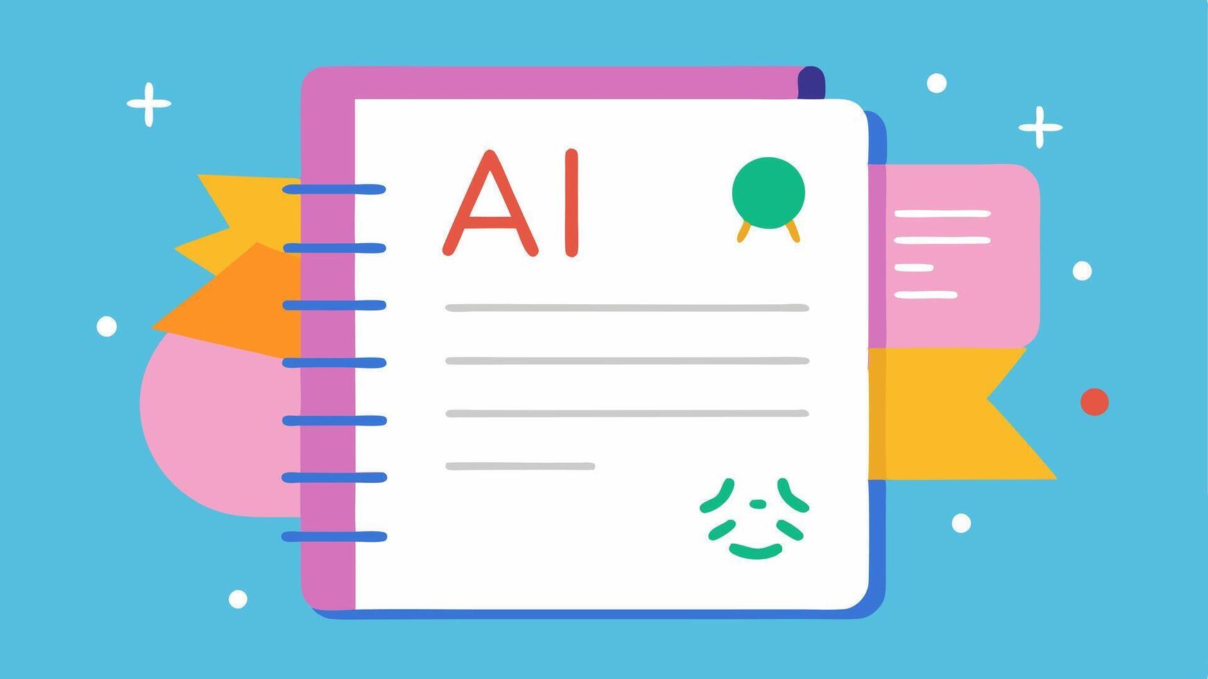 Notebook with Multilingual Notes An illustrated notebook filled with notes in different languages showcasing how AI can help users understand and learn new languages.. vector