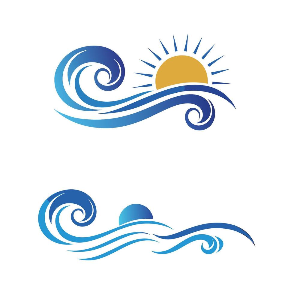 Abstract Ocean Waves And Sun Illustration For Travel And Summer Theme vector