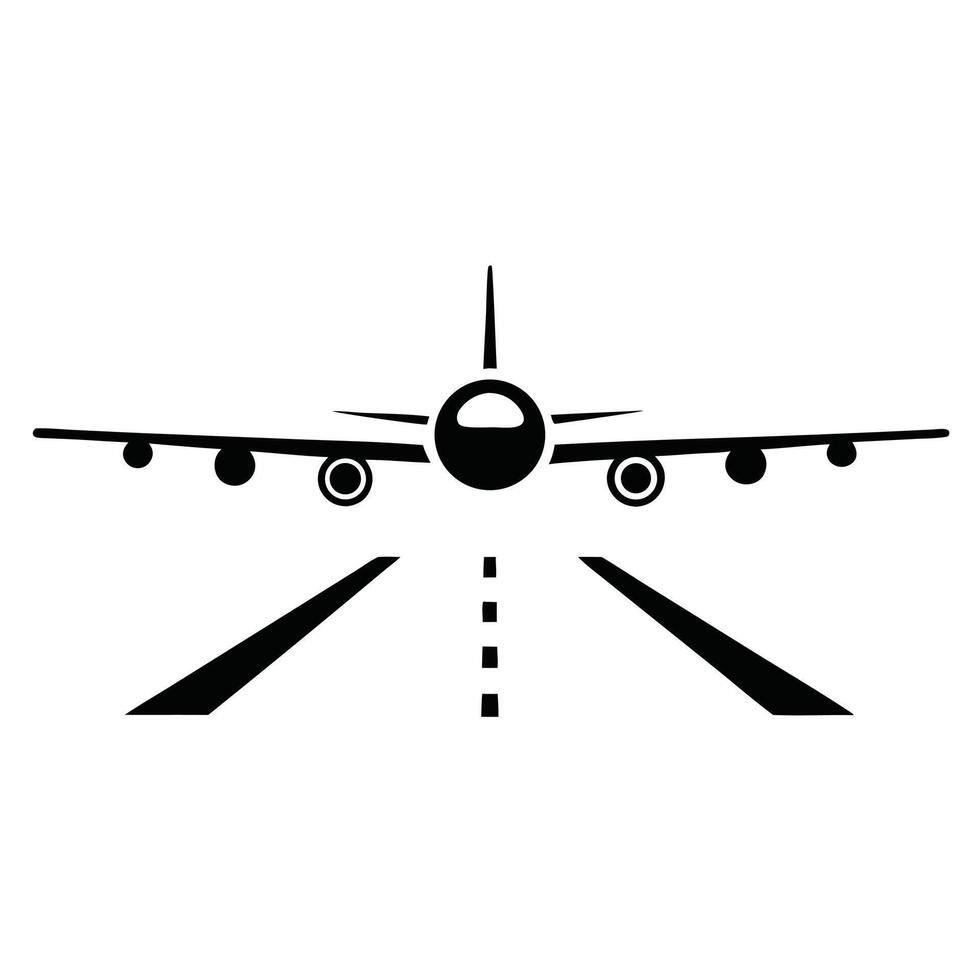 Airplane On Runway Icon Illustration Graphic Design Element vector