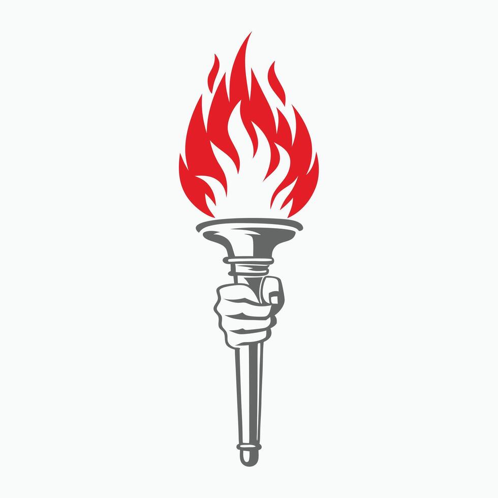 Hand Holding Flaming Torch Symbol Of Victory And Achievement Illustration Isolated vector