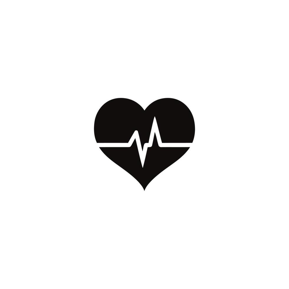 heart icon displays a pulse shape vector