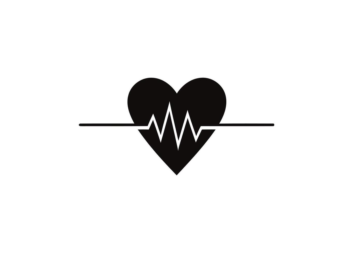 A simplistic heart icon displays a pulse shape vector