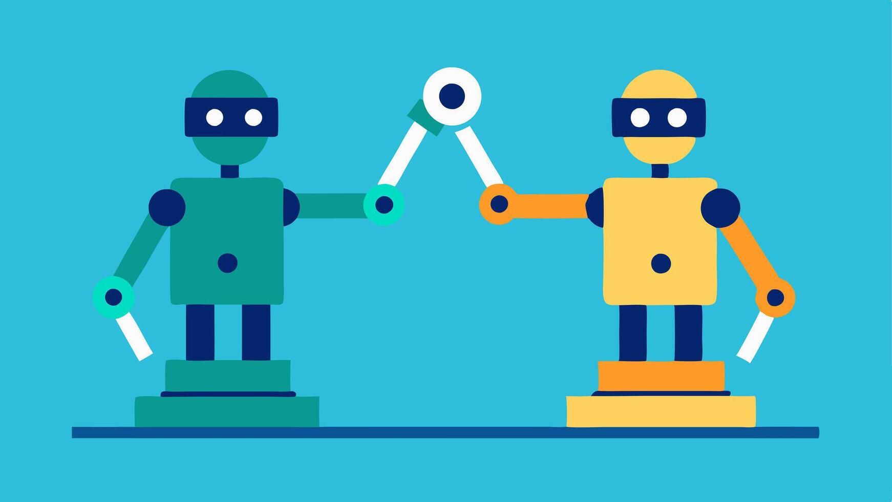 Collaborative Robot Two robots working side by side. vector