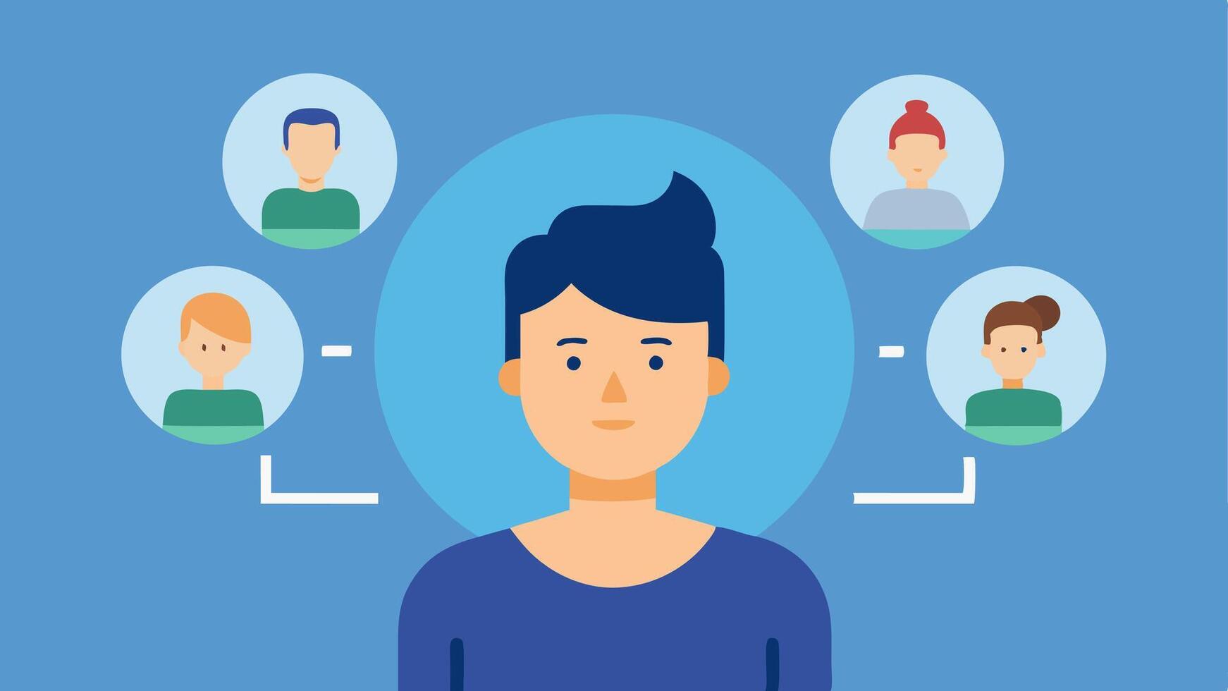 Hair Transformation A user in front of the mirror visualizing different hairstyles using augmented reality with text options beside each hairstyle for styling tips.. vector