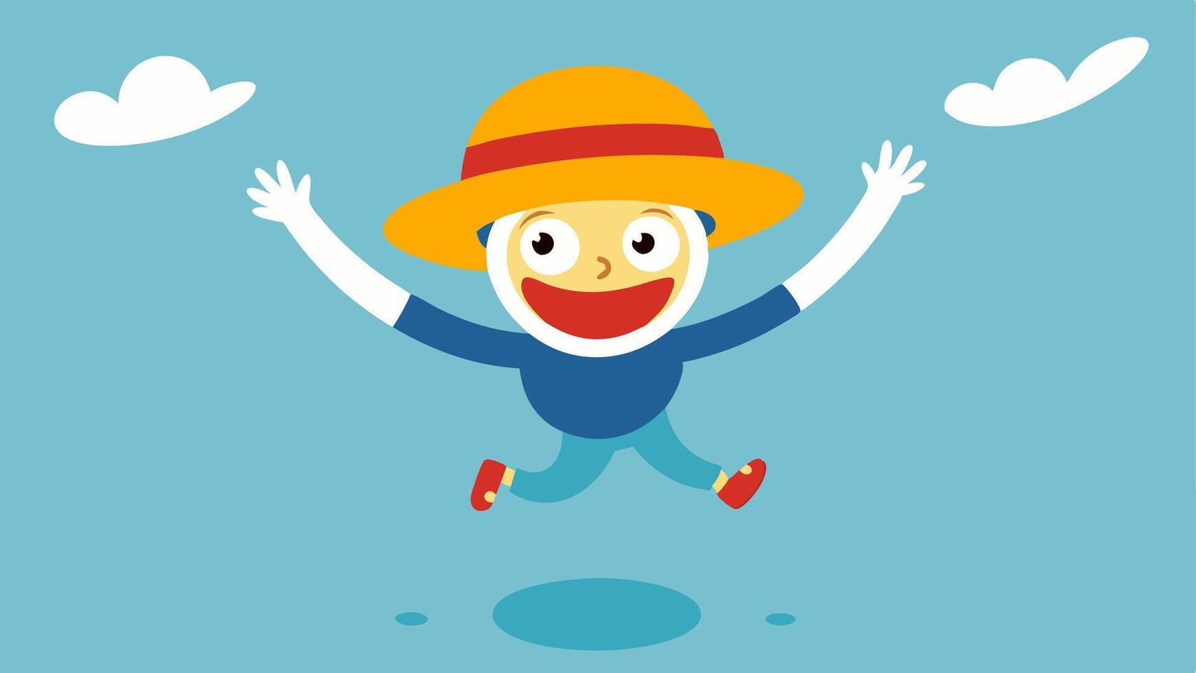 Inverted Perspective A cheerful person with a bright hat is upside down on the ceiling midstride with one foot raised playfully. Below them wideeyed children point upwards their. vector