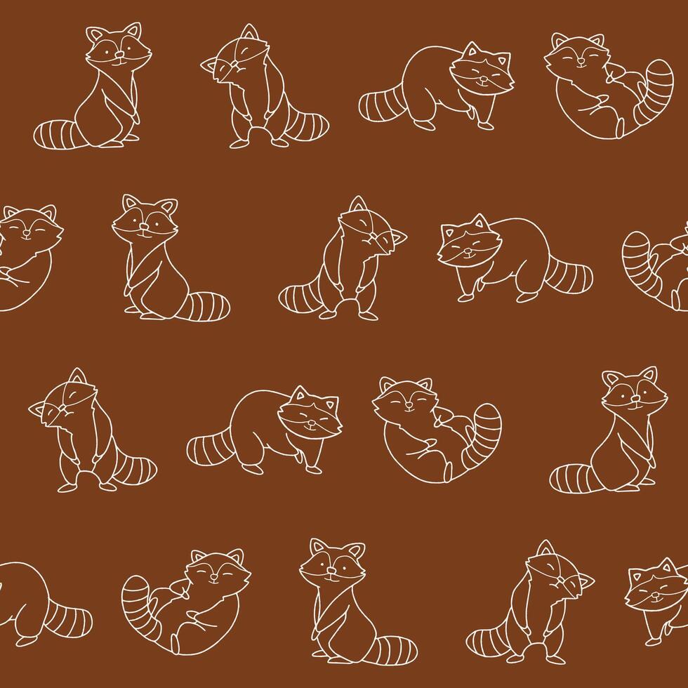 Outline Raccoon Seamless Pattern Background for Print Fabric Surface Fashion Wrapping vector