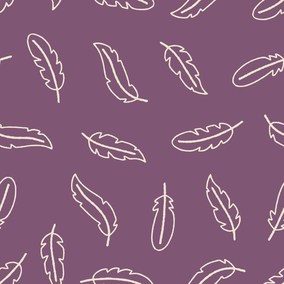 Outline Feather Pattern Repeat Seamless for Wallpaper Background Cover Packaging vector