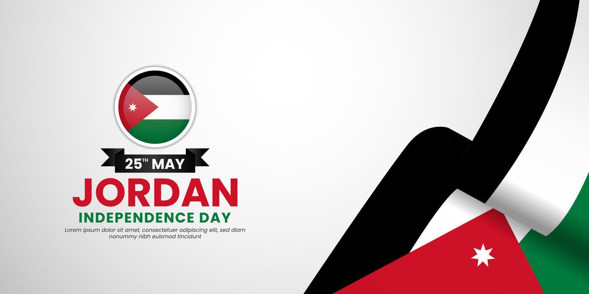 Jordan independence day background 25th of May design element with realistic waving flag vector