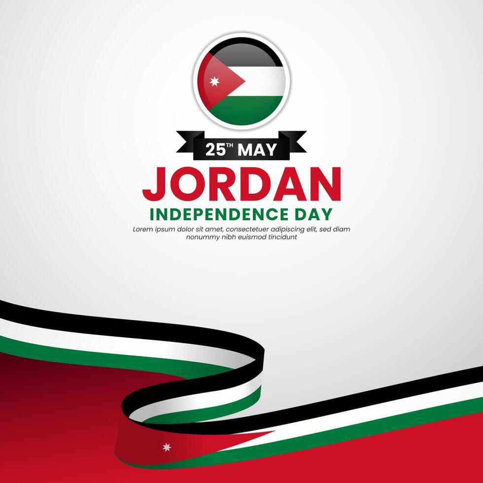 Jordan independence day Square banner background with waving flag vector