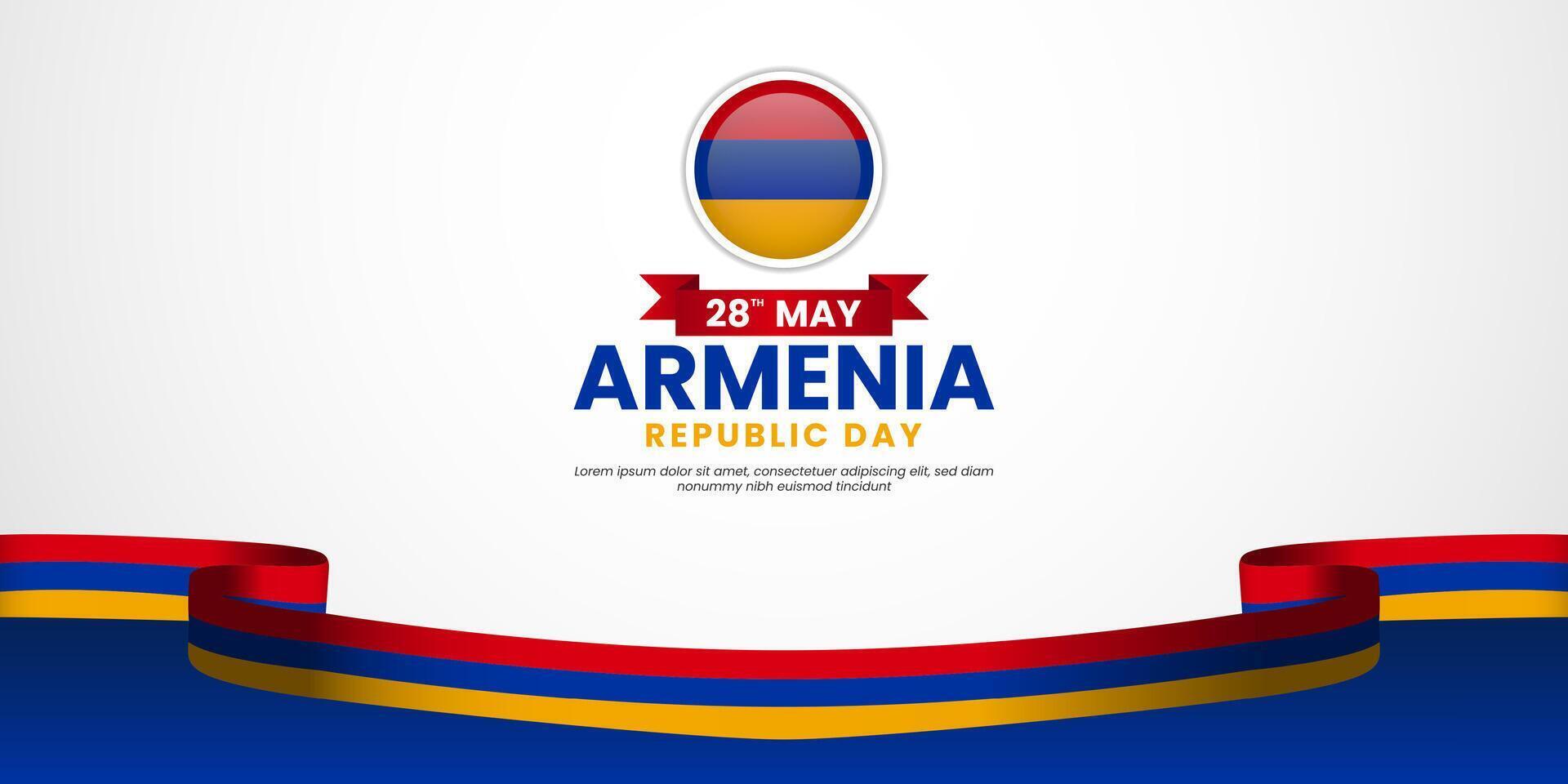 Armenia waving ribbon flag for Independence day background. Template for National day banner vector