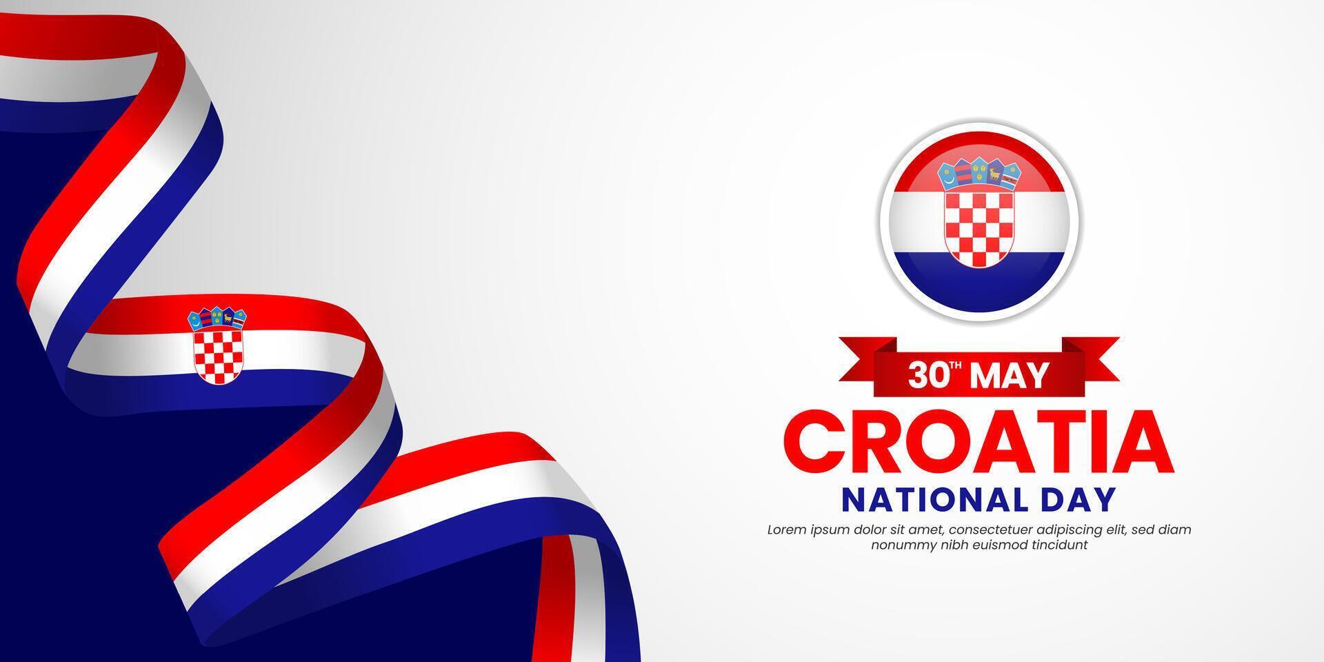 Croatia waving ribbon flag for National day background. Template for Independence day banner design vector