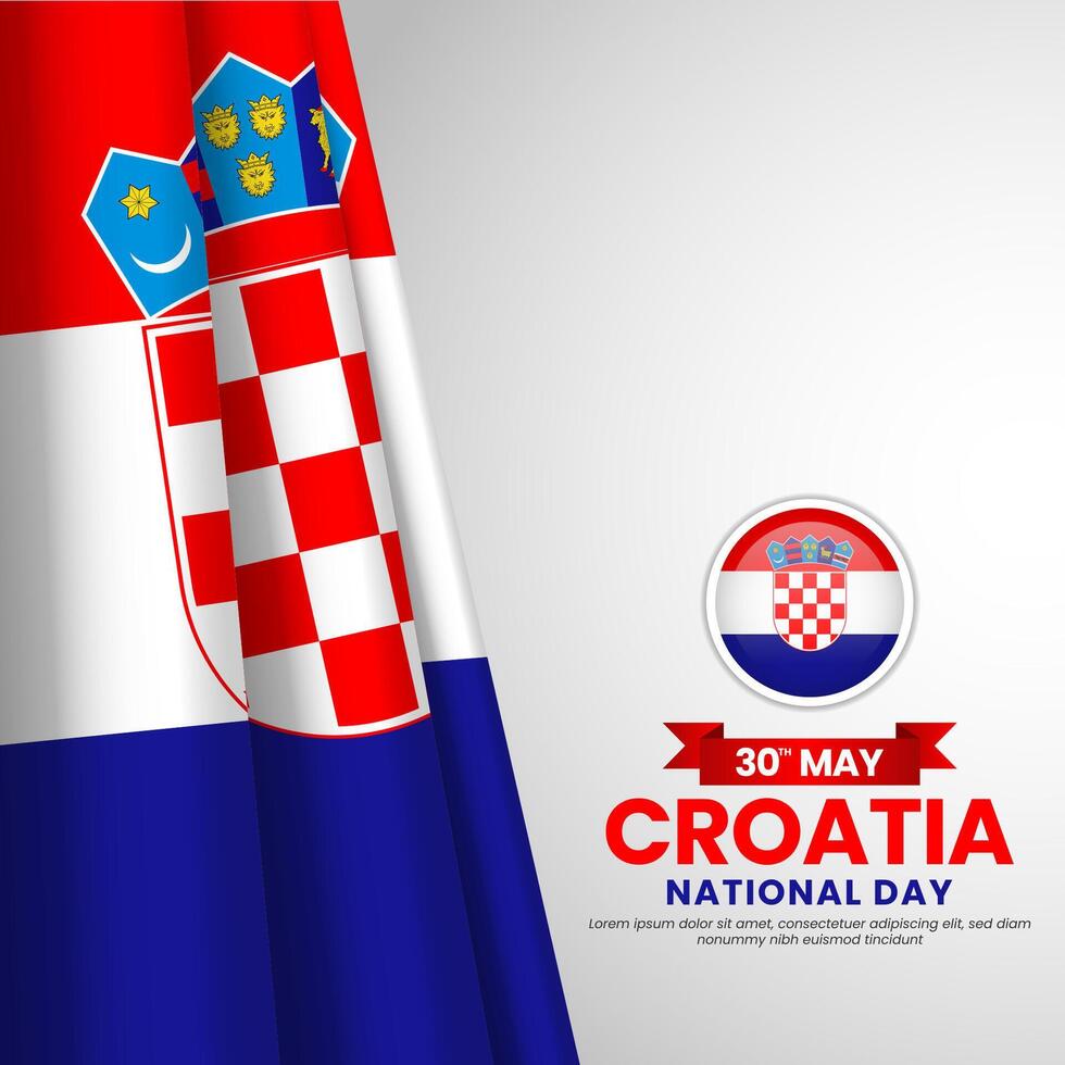 Croatia flag for national independence day square banner background with realistic flag vector