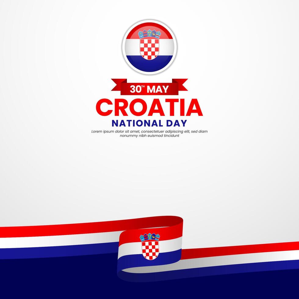 Croatia independence day Square banner background with waving flag vector