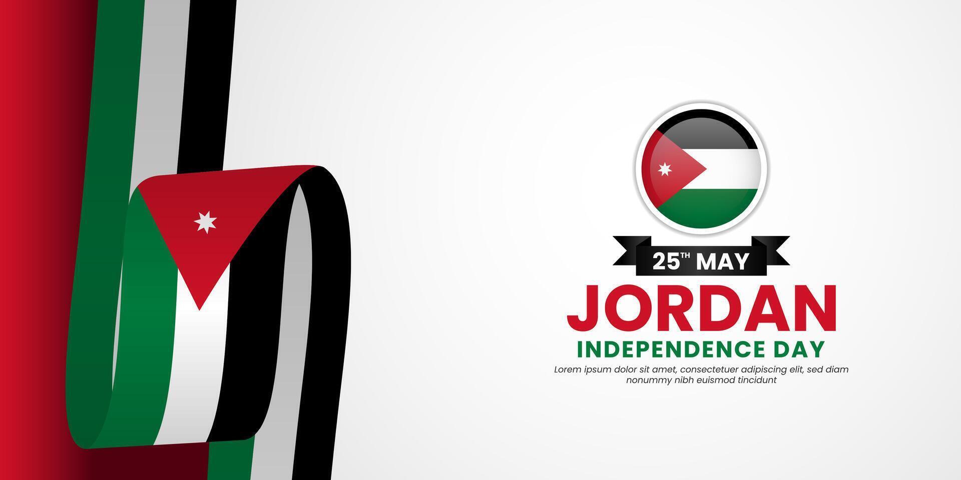 Jordan independence day banner background 25th of May element with realistic waving flag vector