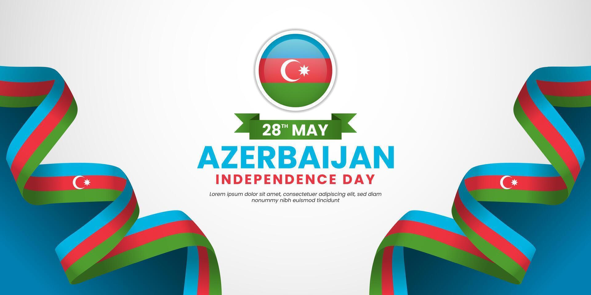 Azerbaijan independence day background 28th of May design element with realistic waving flag vector
