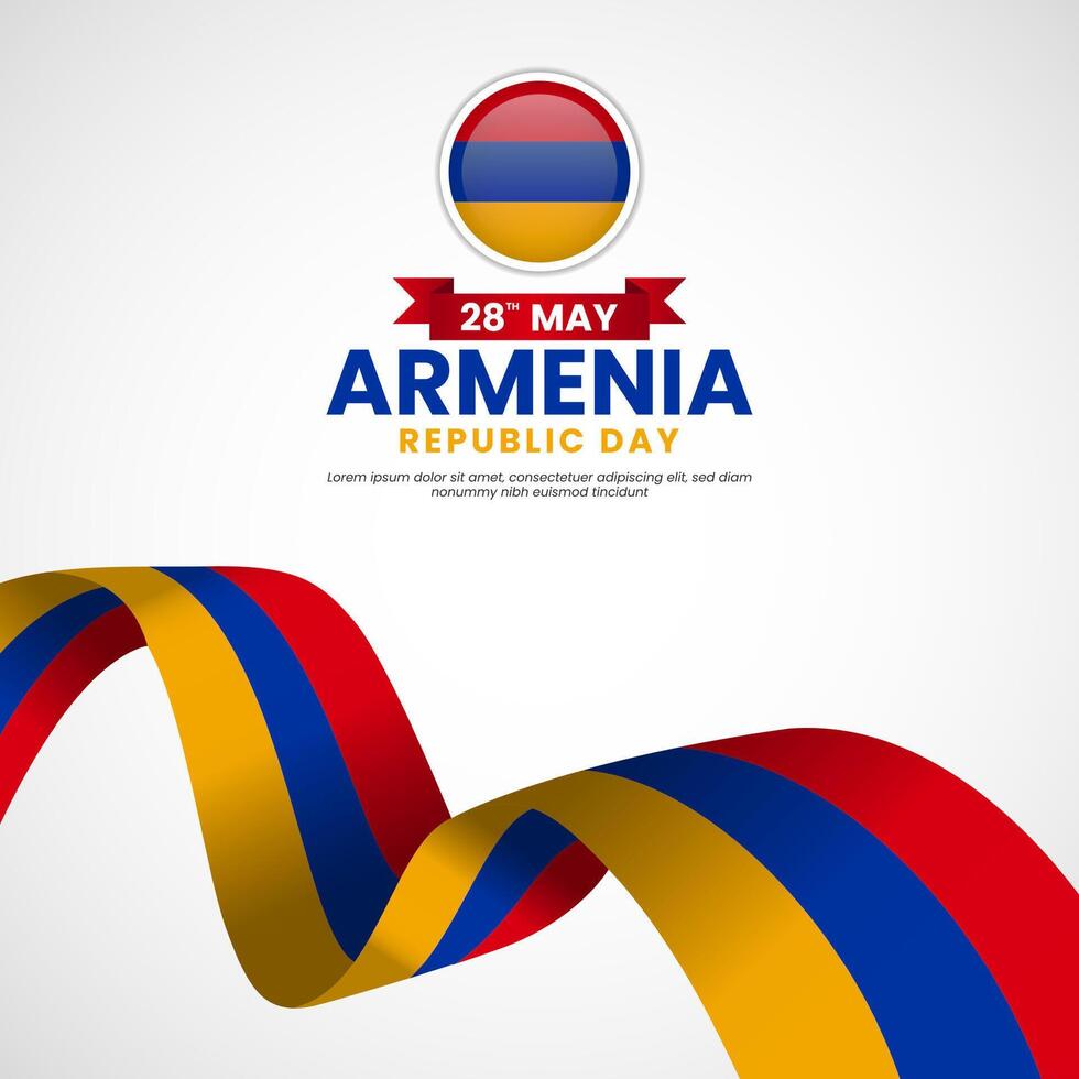 Armenia independence day Square background with waving flag illustration vector