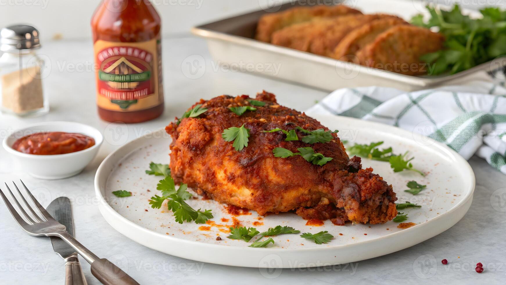The delicious american Nashville Hot chicken. photo