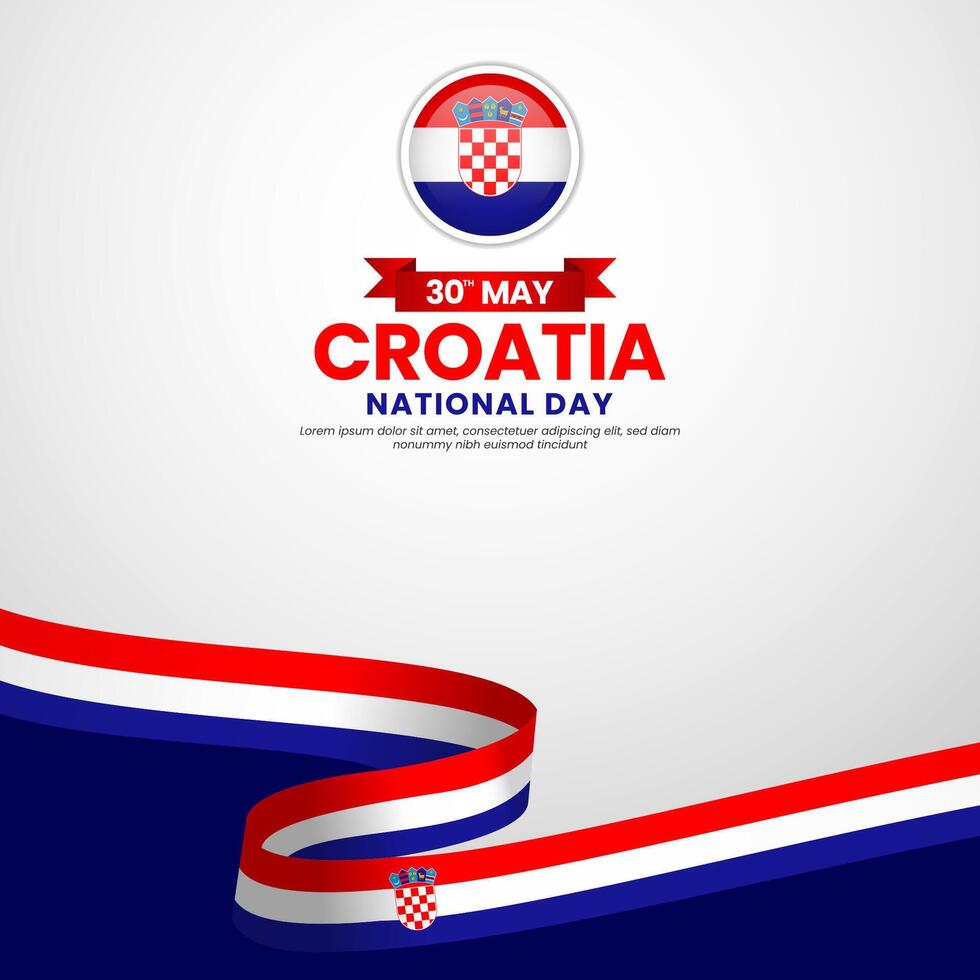 Croatia independence day greeting card, square background with National waving flag vector