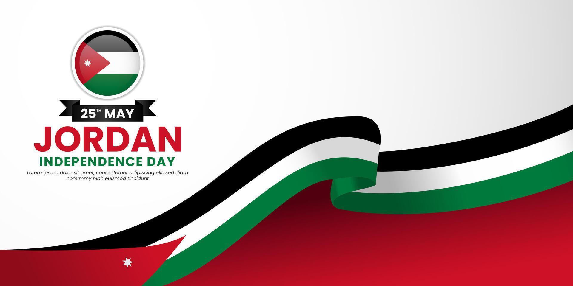Jordan waving flag for National day background. Template for independence day banner design vector