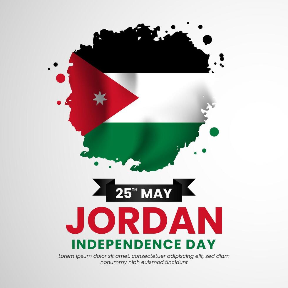Jordan Grunge brush painted flag style for Independence day square banner background vector