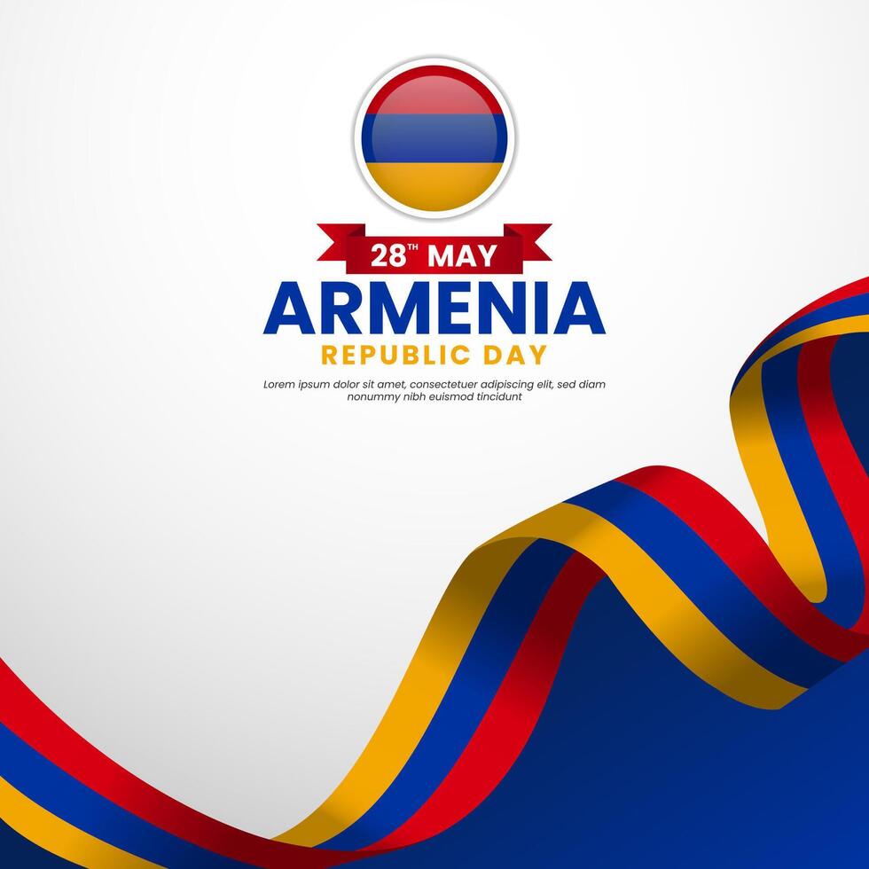Armenia independence day Square banner background with waving flag vector