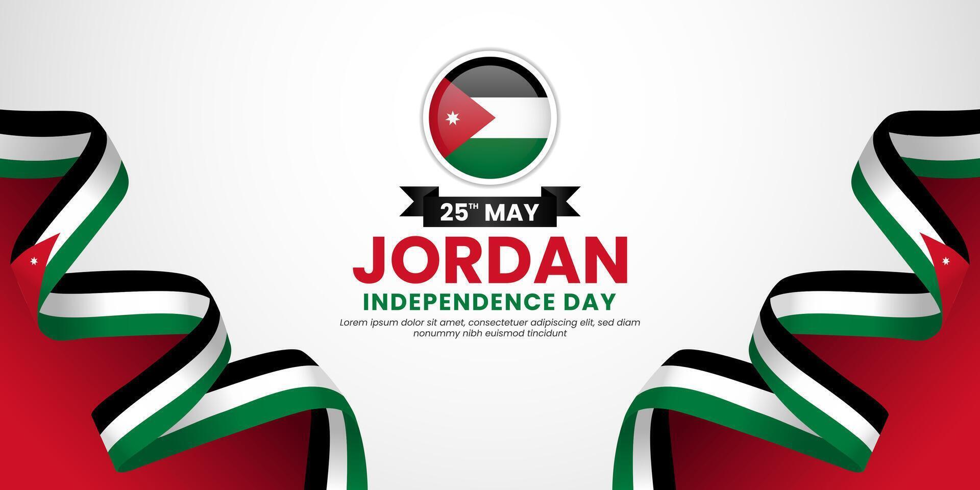 Jordan ribbon flag for National day background. Template for independence day banner design vector