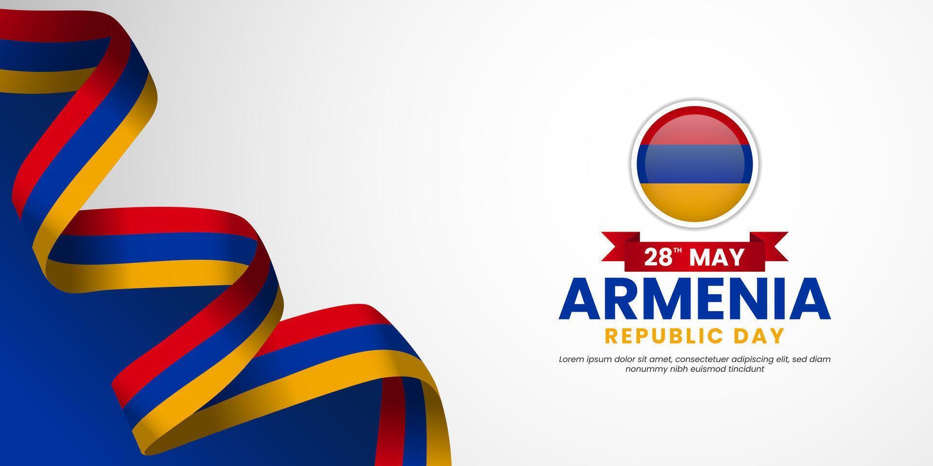 Armenia waving ribbon flag for Independence day background. Template for National day banner design vector