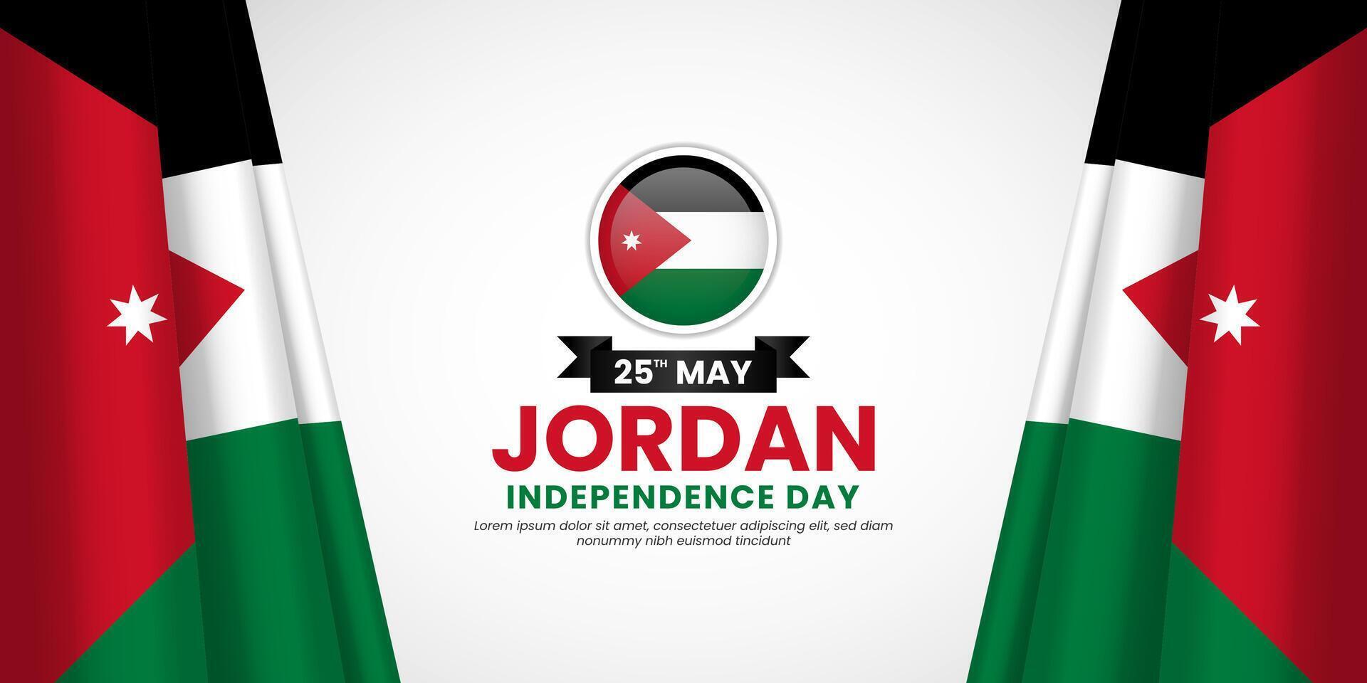 Jordan independence day banner background 25th of May design element with realistic waving flag vector