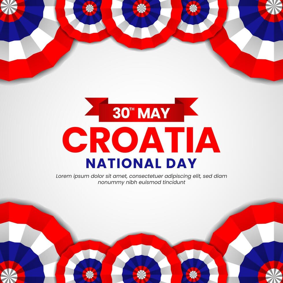 Croatia flag for national independence day square background with realistic flag vector