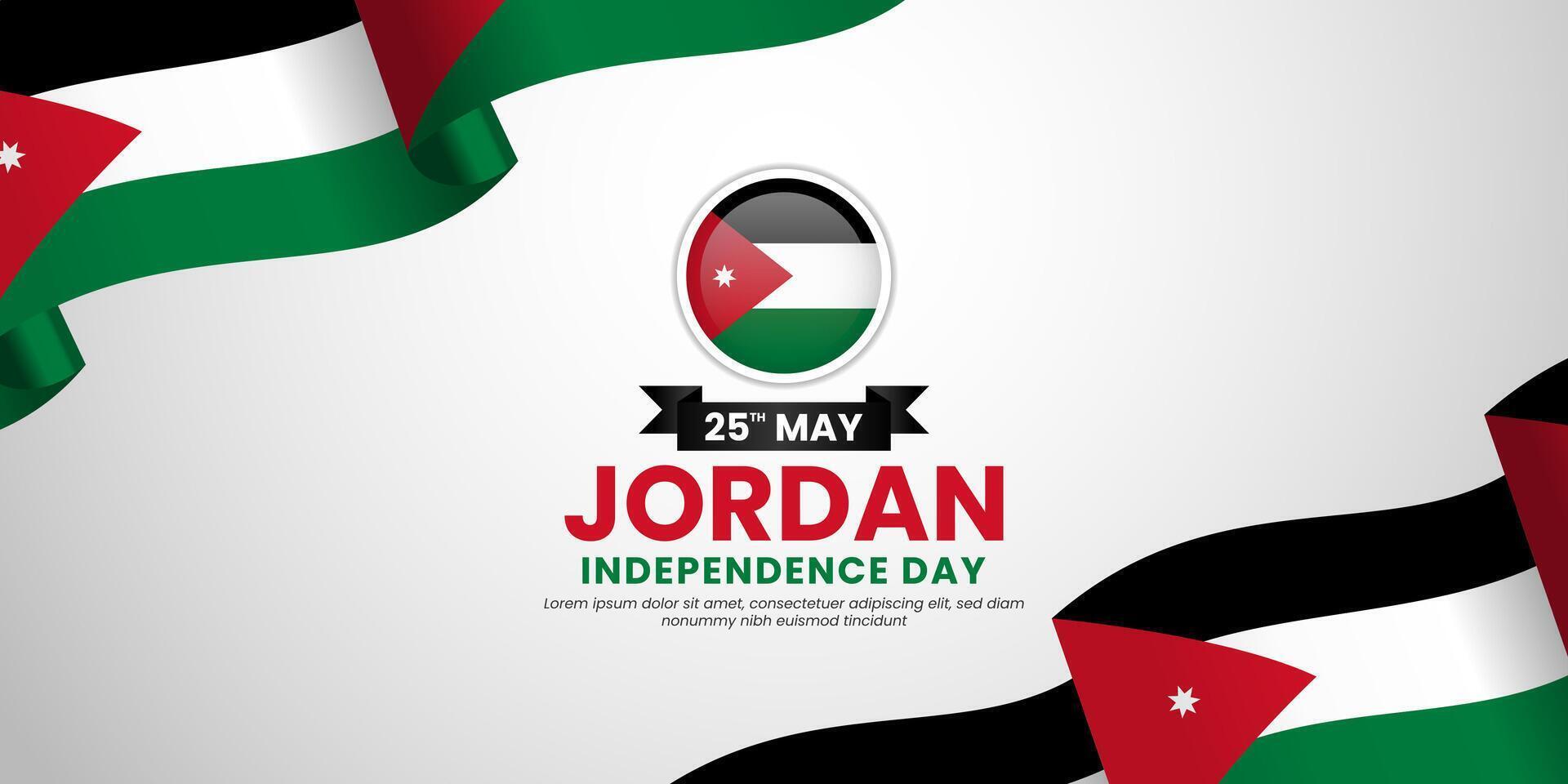 Jordan independence day banner 25th of May design element with realistic waving flag vector