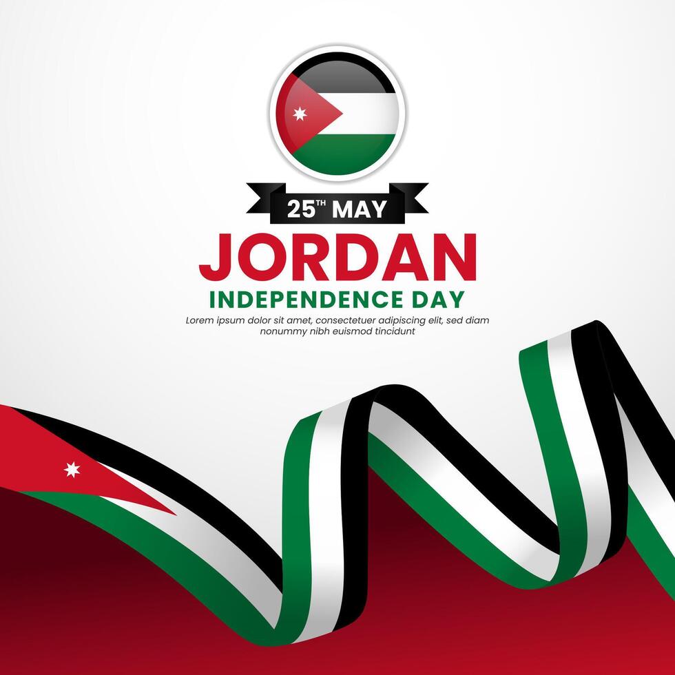 Jordan independence day greeting card, banner background with realistic 3D National flag vector