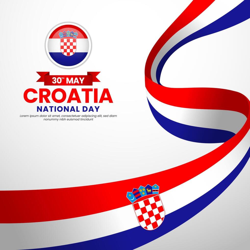 Croatia independence day Square banner background with waving flag illustration vector