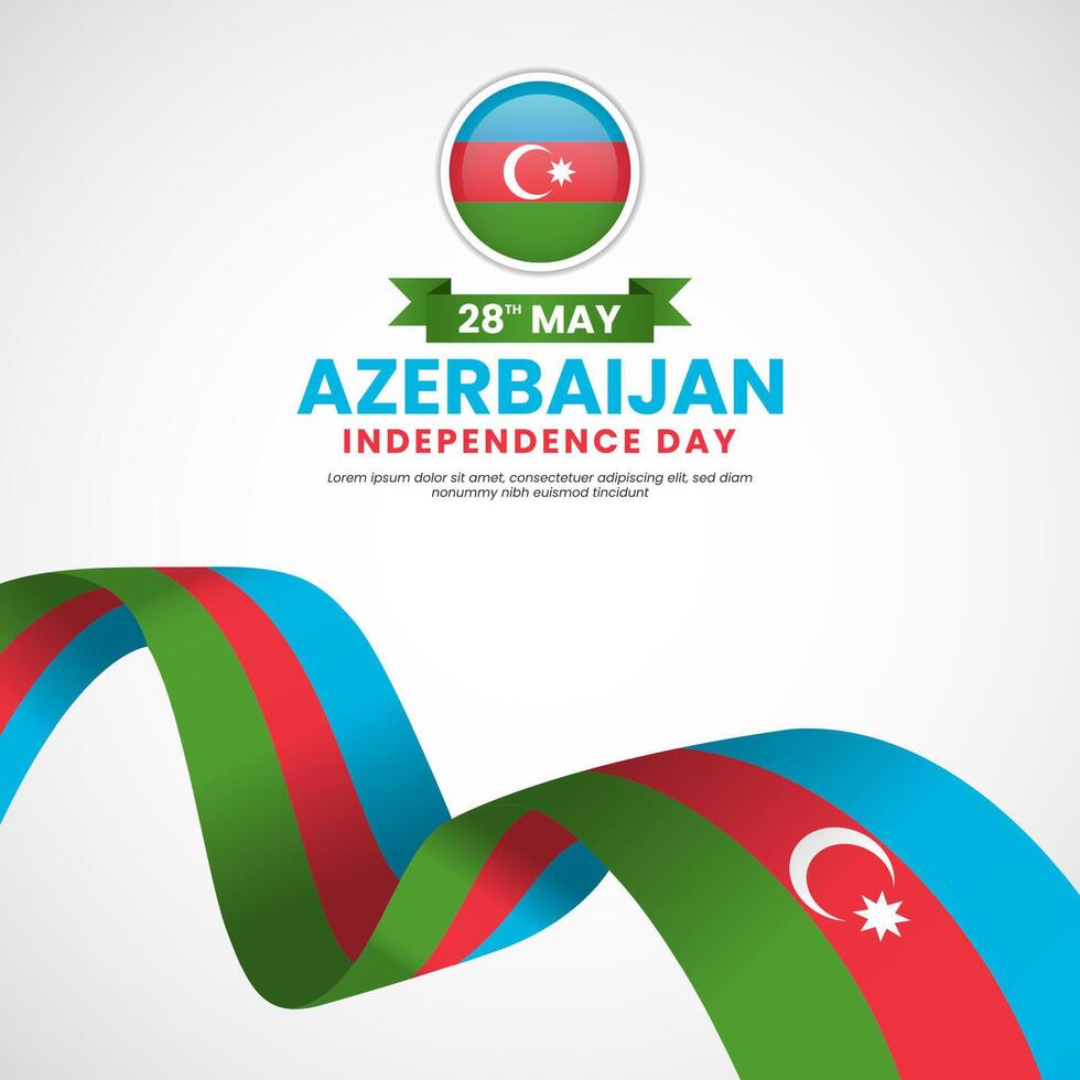 Azerbaijan independence day greeting card, square banner with National flag vector