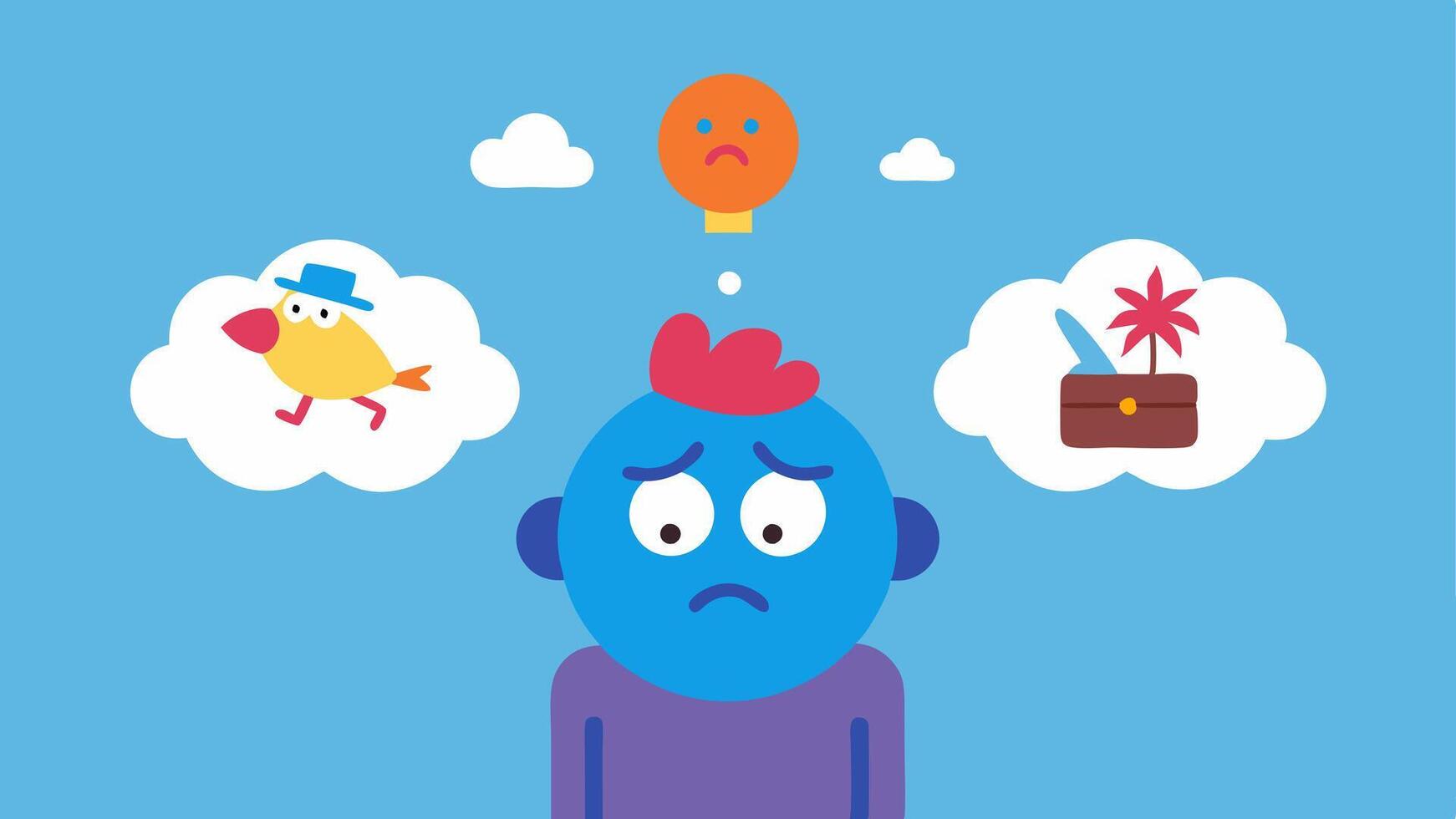 Cartoon Vacations A stressed character dreaming of a vacation filled with cartoons and funny characters showing how humor can escape stress.. vector