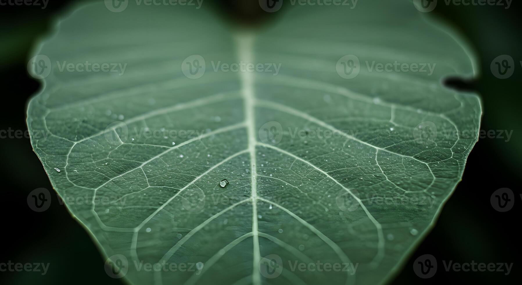A close up of a leaf with water droplets on it photo