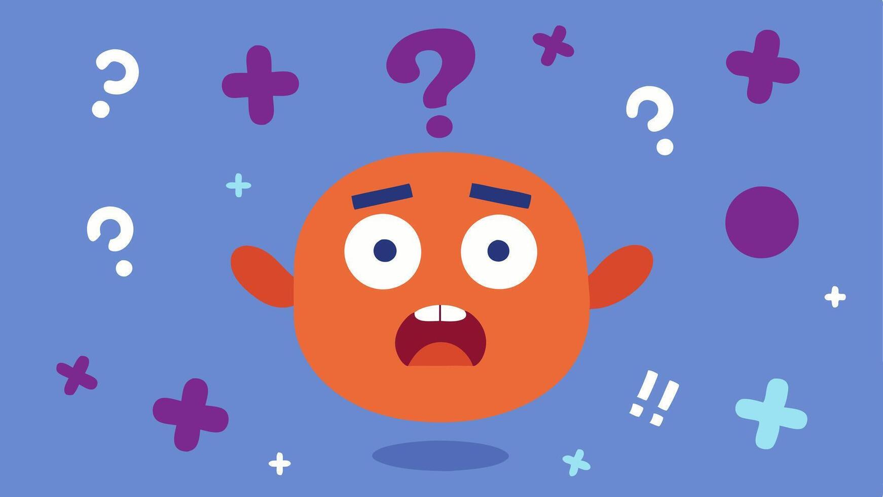 Person with Open Hands Depict a character with a puzzled expression eyebrows raised and mouth slightly open. Surround them with a whirlwind of floating mathematical symbols such as. vector