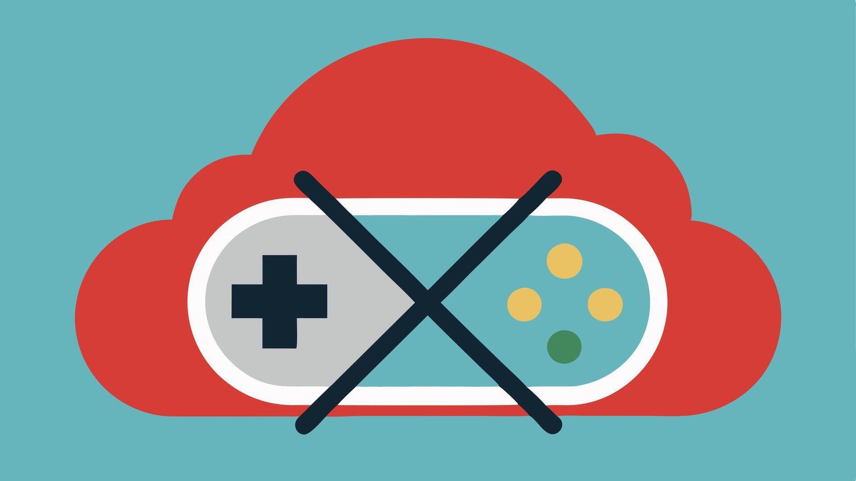 No Console Needed An illustration of a gaming console crossed out with a cloud icon above visually communicating that cloud gaming doesnt require traditional consoles.. vector