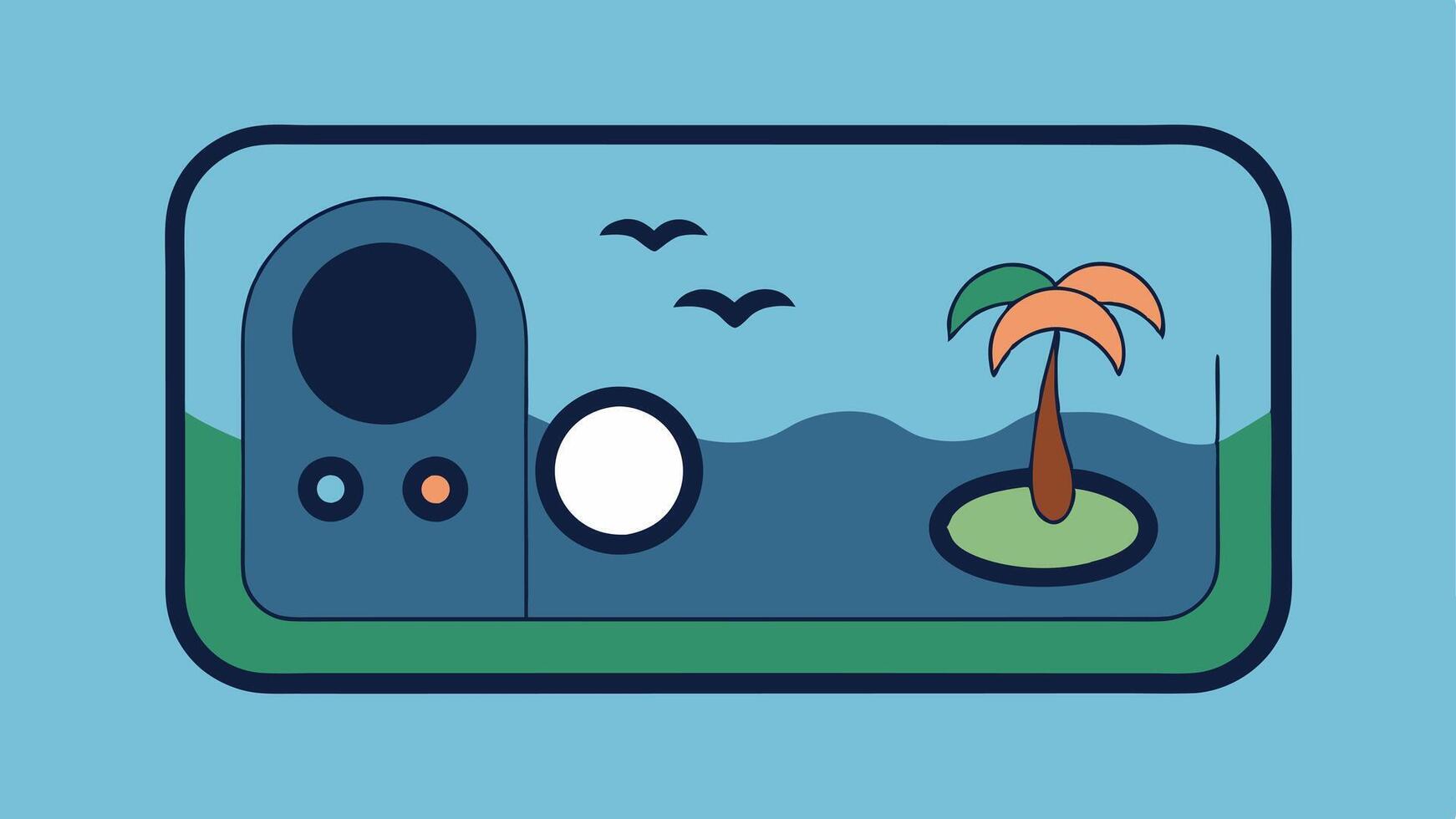 Nature Soundbox A sleek box with buttons that play nature sounds like birds chirping and ocean waves. The design includes an illustration of a tree on the front inviting users to. vector